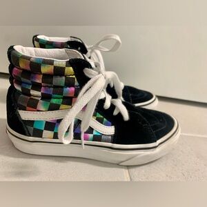 Girls Vans Hightop Rainbow Checkered